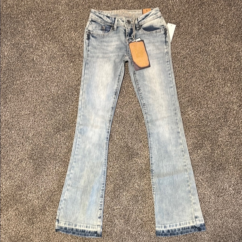New With Tags Hippie Laundry Stretch Denim Light Wash Bootcut Jeans Size 25